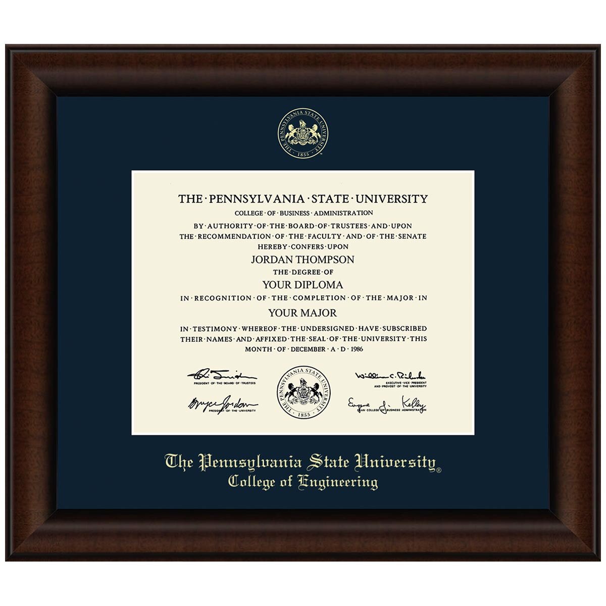 #105 College of Engineering diploma frame Lenox (Walnut)